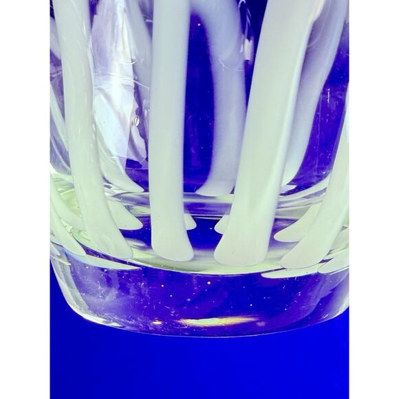 Handkerchief Vase Murano Style Art Glass Ruffled Bowl Hand Blown 4.5” W/ Stripes - Picture 4 of 9